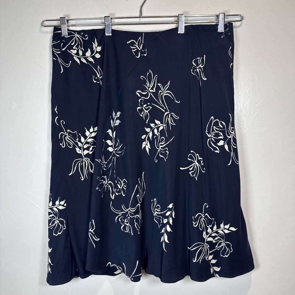 Lauren Ralph Lauren Blue Floral Silk Skirt Size 2X